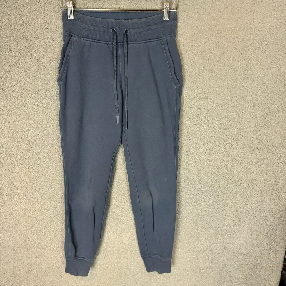 Lululemon‎ Pants Womens 4 Blue Warm Down Jogger Casual Workout Gym French Terry